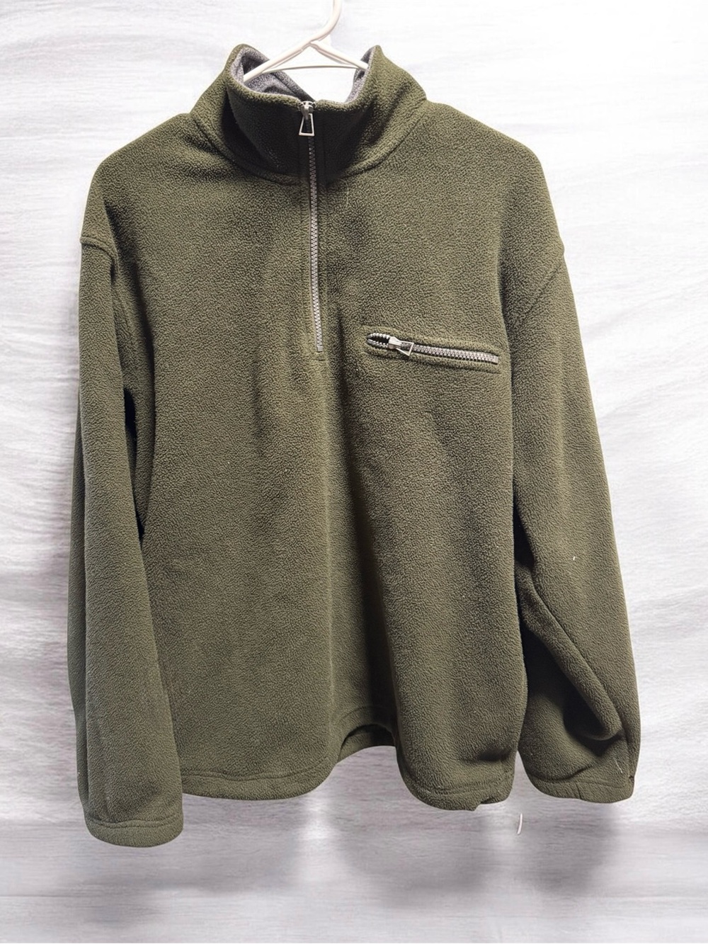 Vintage Izod Olive Zip-Front Fleece Pullover